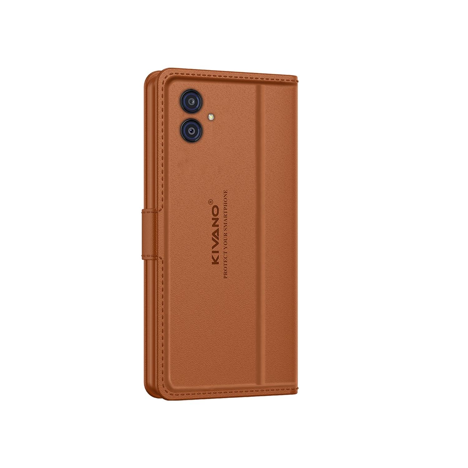 Leather Wallet Case for Samsung Galaxy M04 / Samsung Galaxy F04 / Samsung Galaxy A04e ?Stylish Flip Folio Cover with Card Holder, Stand-KIVANO LUXE - Aibex